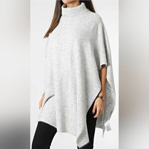 NWT Vero Moda Women's Plaza Roll Neck Poncho Heather Grey